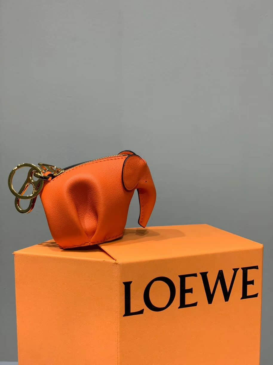 高仿罗意威钥匙包 精品罗意威钥匙包 罗意威/Loewe 橙色 Elephant Charm小象挂饰 