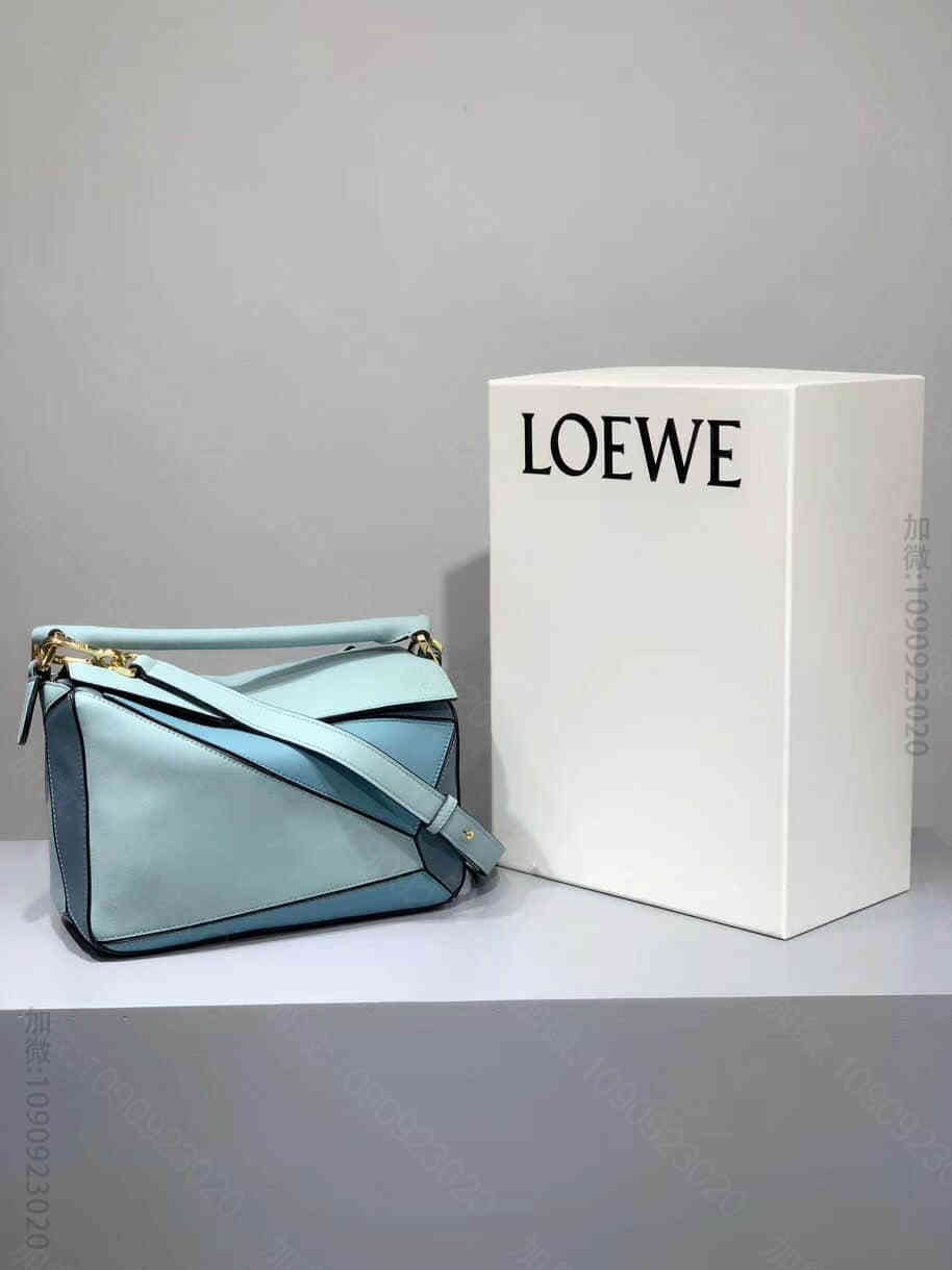 L46854_罗意威手提女包 罗意威/Loewe 浅蓝拼灭世级 Puzzle29cm小号几何包 原单罗意威