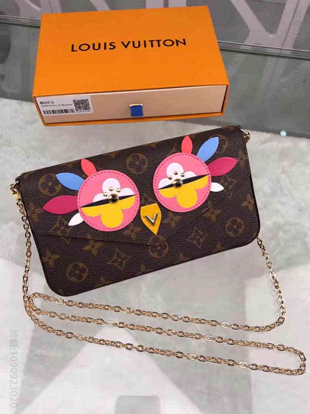 高仿LV女包 LV女包 LV M62416 路易威登Pochette Felicie手袋三件套 Monogram小鸡链条包 M62416
