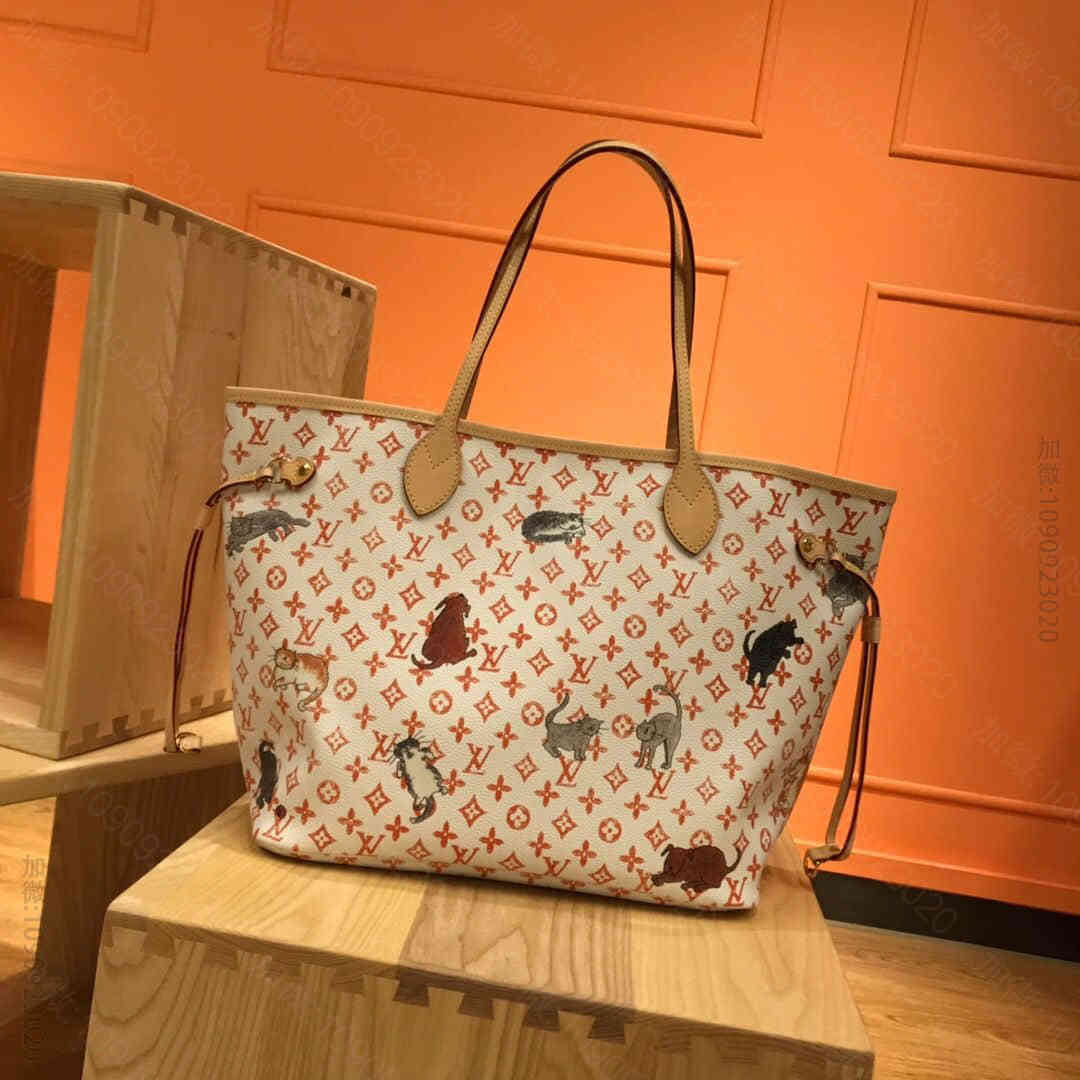 LV路易威登 19限定款 NEVERFULL 老花猫咪字母购物袋 女包 M4...