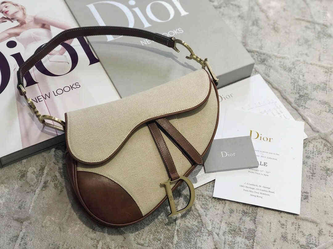 Dior/迪奥 帆布配皮中古马鞍包Vintage Saddle Bag