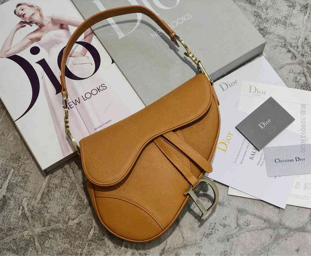 Dior/迪奥 2023最新荔枝纹牛皮马鞍包Vintage Saddle B...