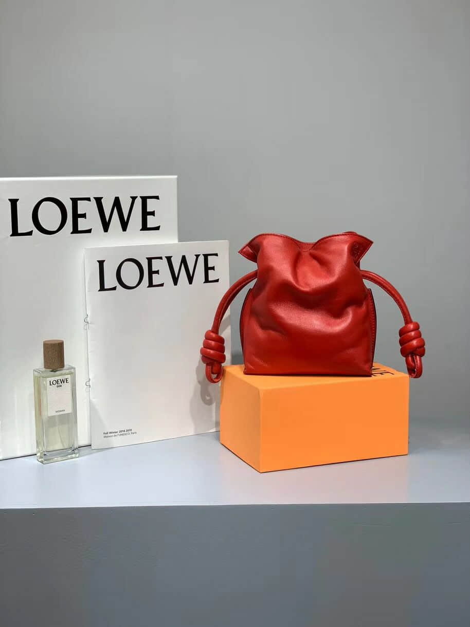 LOEWE/罗意威 19新款Mini小福袋绵羊皮Flamenco Bag绳结水桶包