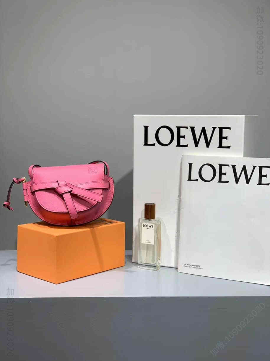 罗意威/Loewe 芭比粉Mini Gate 迷你马鞍包