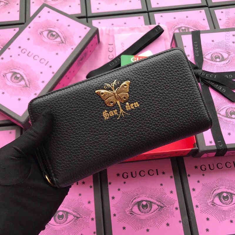 Gucci古驰/2023早春新款拉链钱包 516927蝴蝶全皮