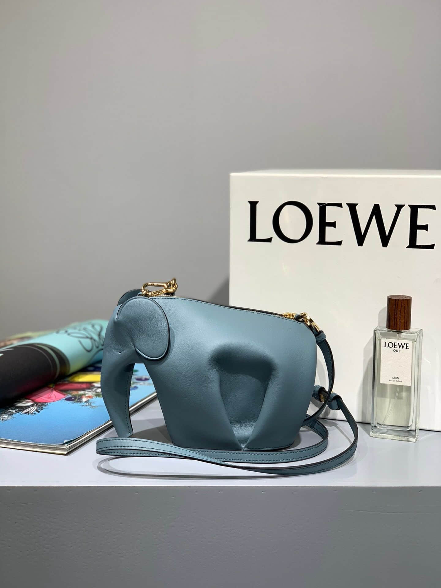 罗意威单肩女包 Loewe/罗意威 雾霾蓝小象包 