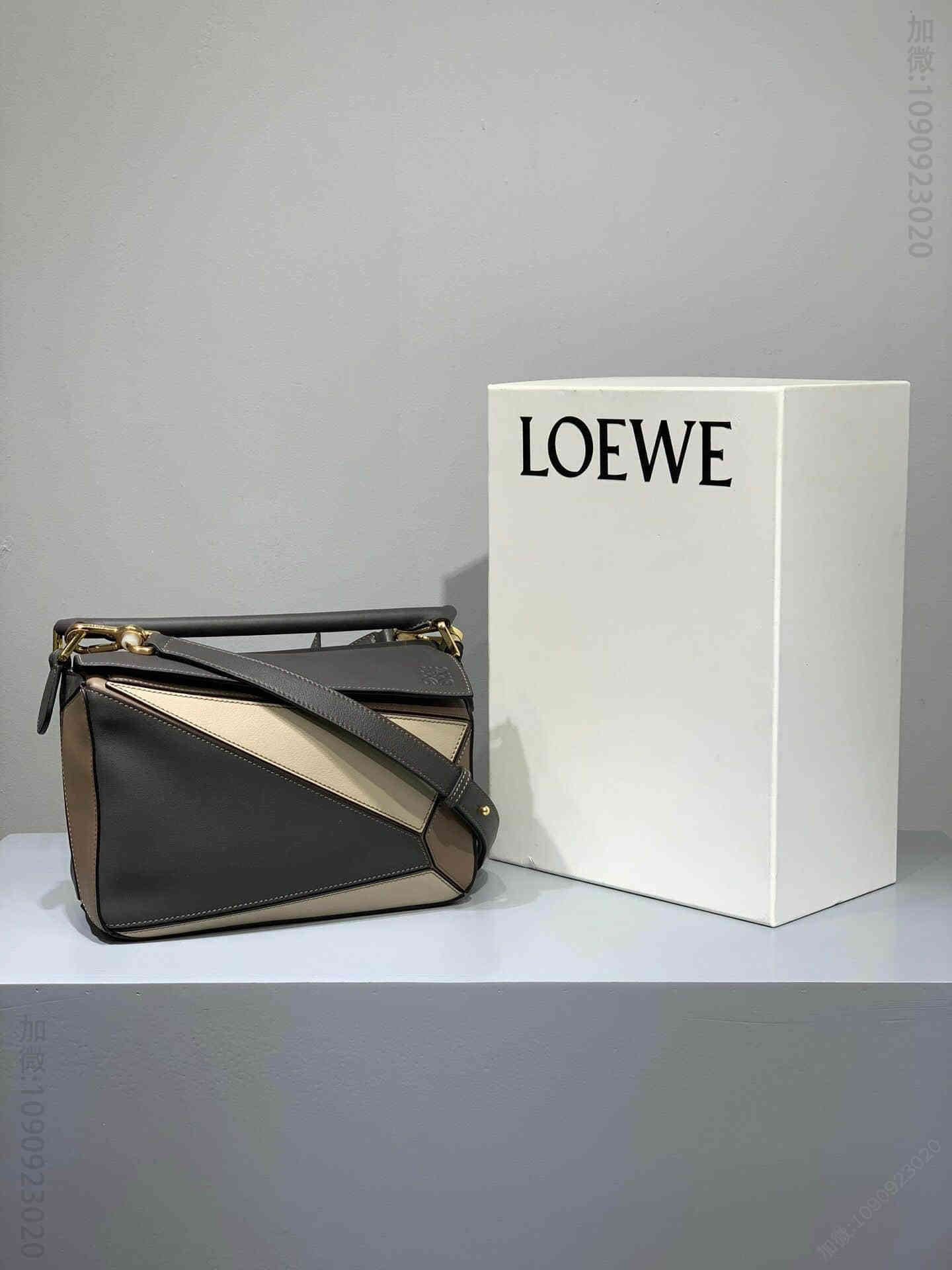 Loewe/罗意威 深咖拼色 灭世级 Puzzle24cm小号几何包
