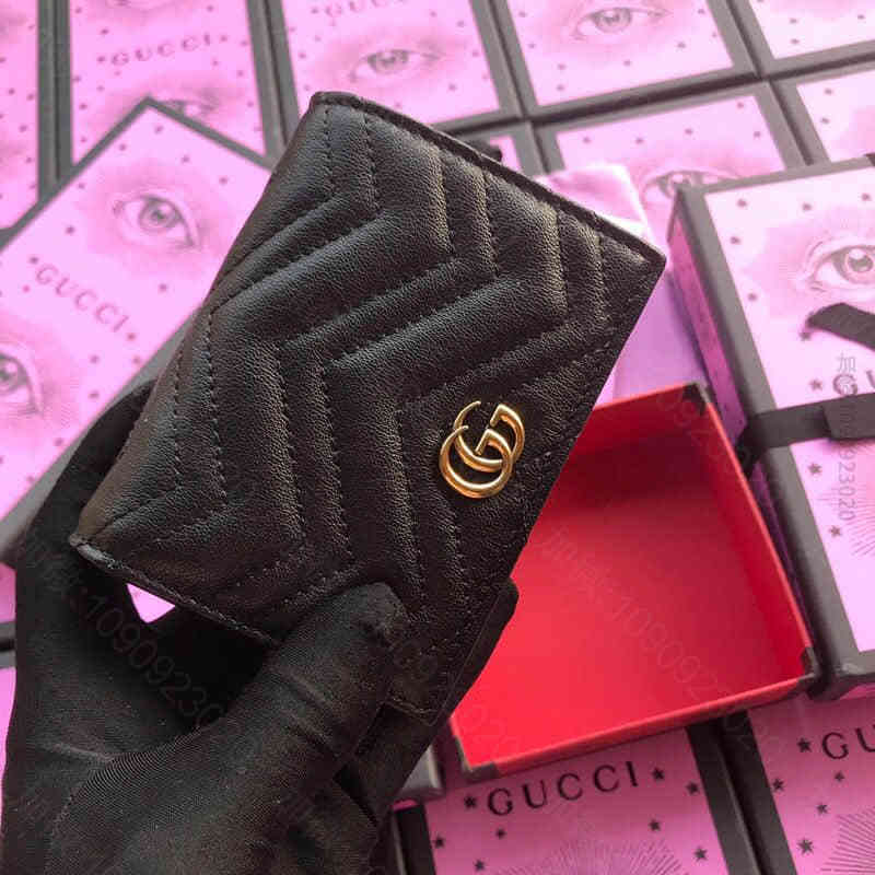 Gucci古驰/GG marmont绗缝小牛皮人形纹GG标志拉链卡包 466...