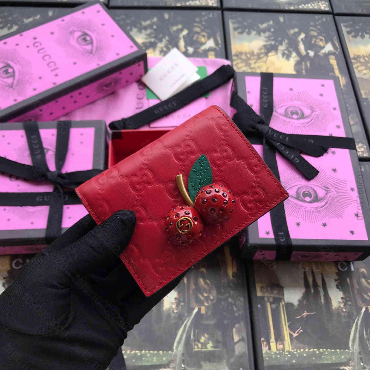 Gucci古驰/Garden纪念品 樱桃卡包 476050全皮