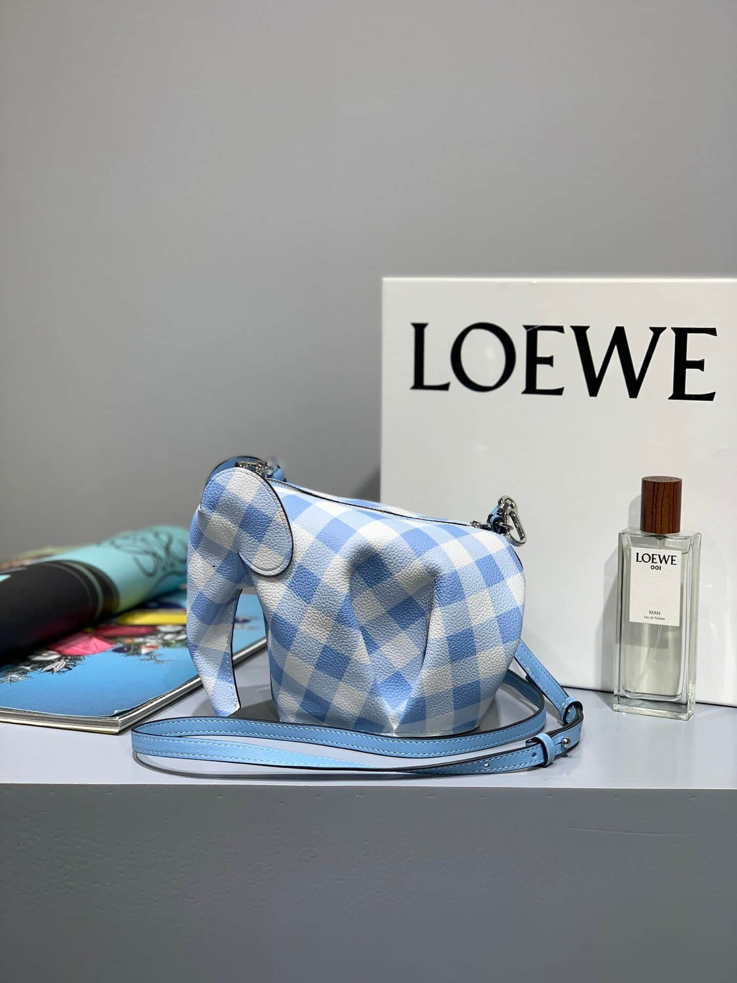 Loewe/罗意威 蓝格子小象包