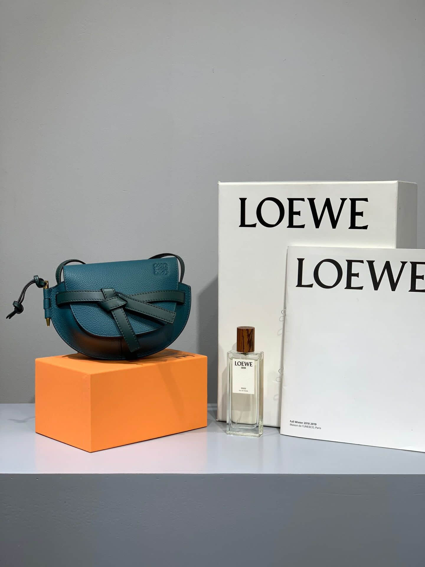 Loewe/罗意威 宫廷绿蓝 Mini Gate 迷你马鞍包