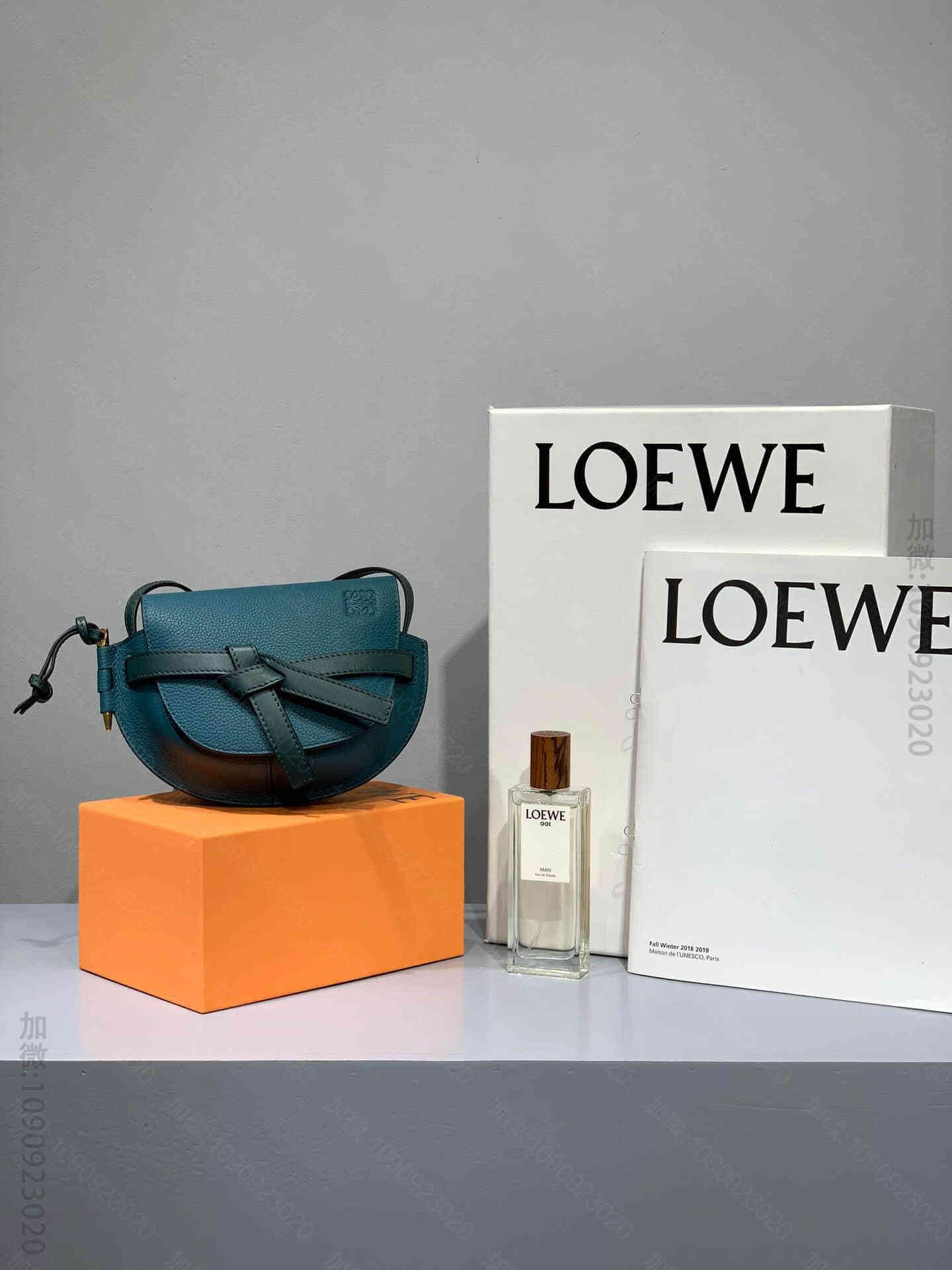 Loewe/罗意威 宫廷绿蓝 Mini Gate 迷你马鞍包