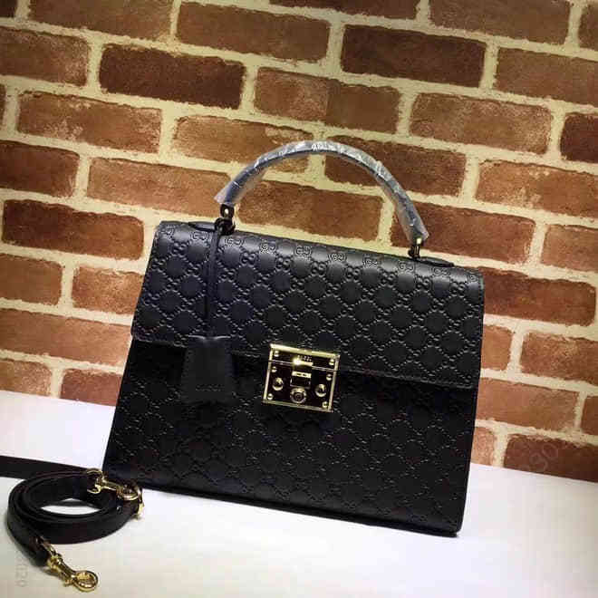 Gucci古驰 专柜品质 新款手提包 原版皮质 实物实拍 款号428208黑压