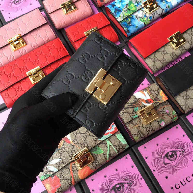 Gucci古驰/padlock系列新款短款皮夹 453155黑色压花全皮