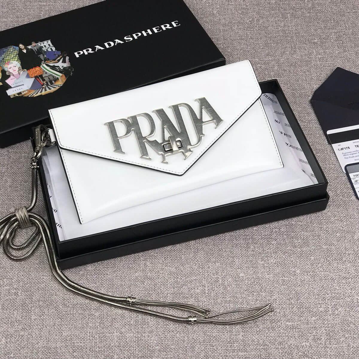 Prada/普拉达 大logo标识手包 1MF175白色