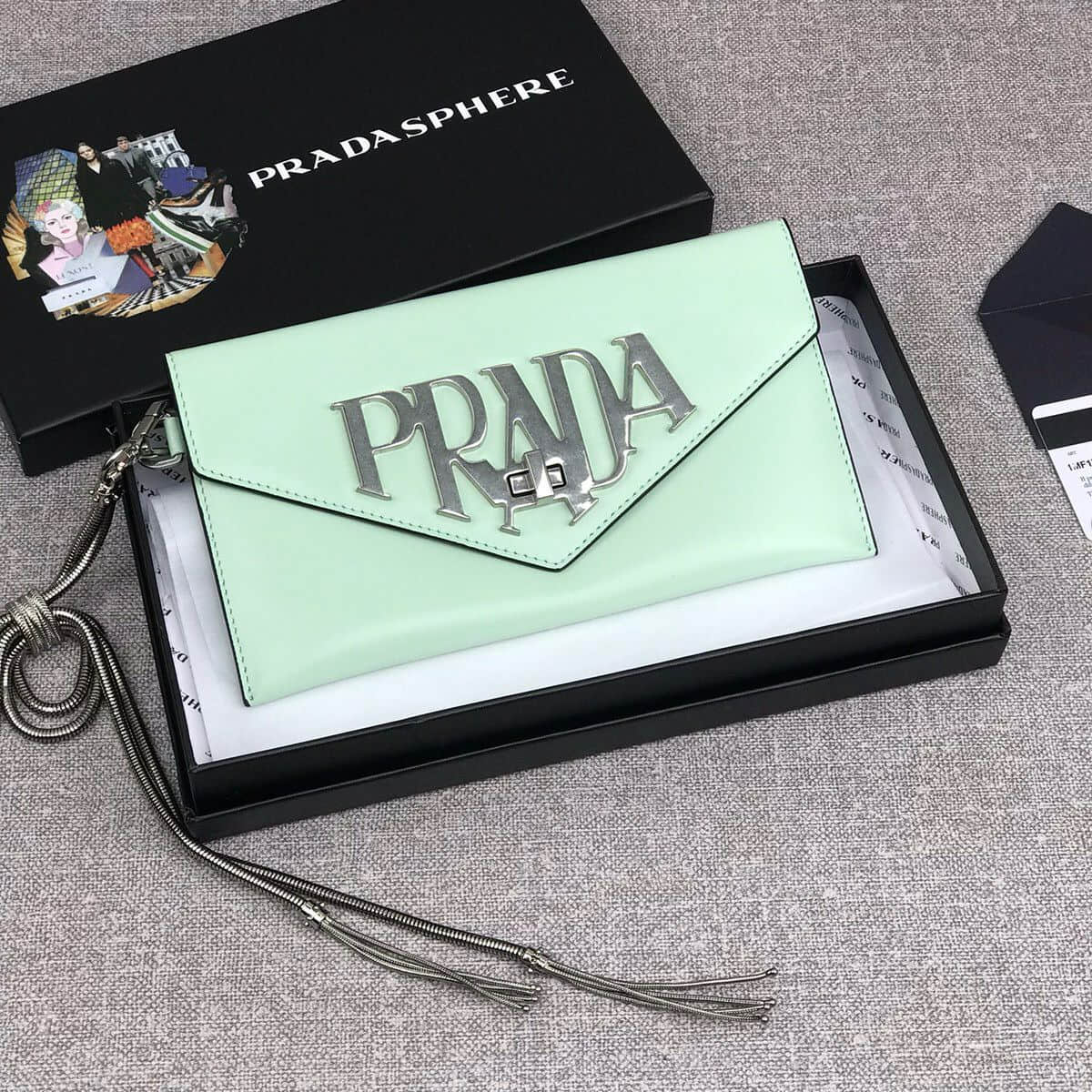Prada/普拉达 大logo标识手包 1MF175苹果绿