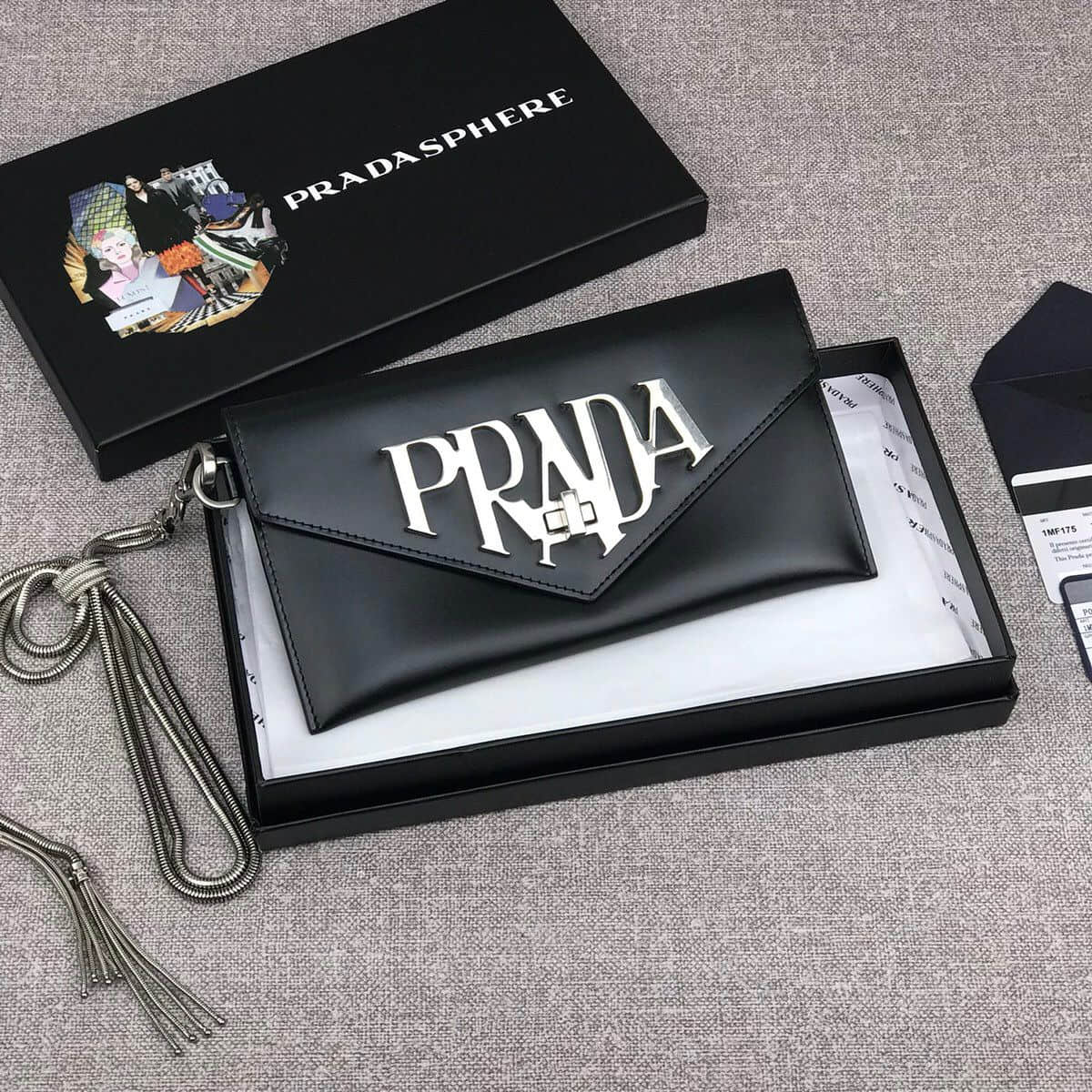 Prada/普拉达 大logo标识手包 1MF175黑色