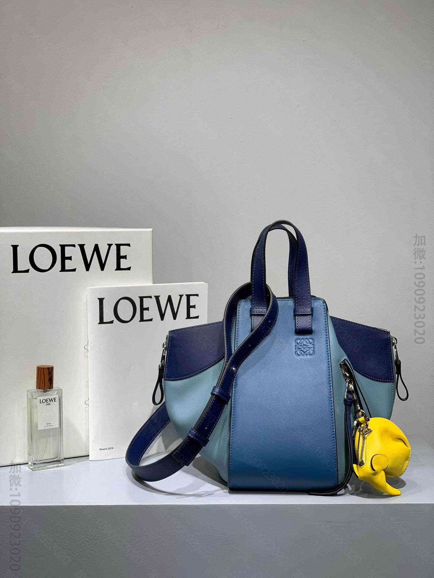 Loewe/罗意威 学院蓝拼 Hammock bag小号吊床包