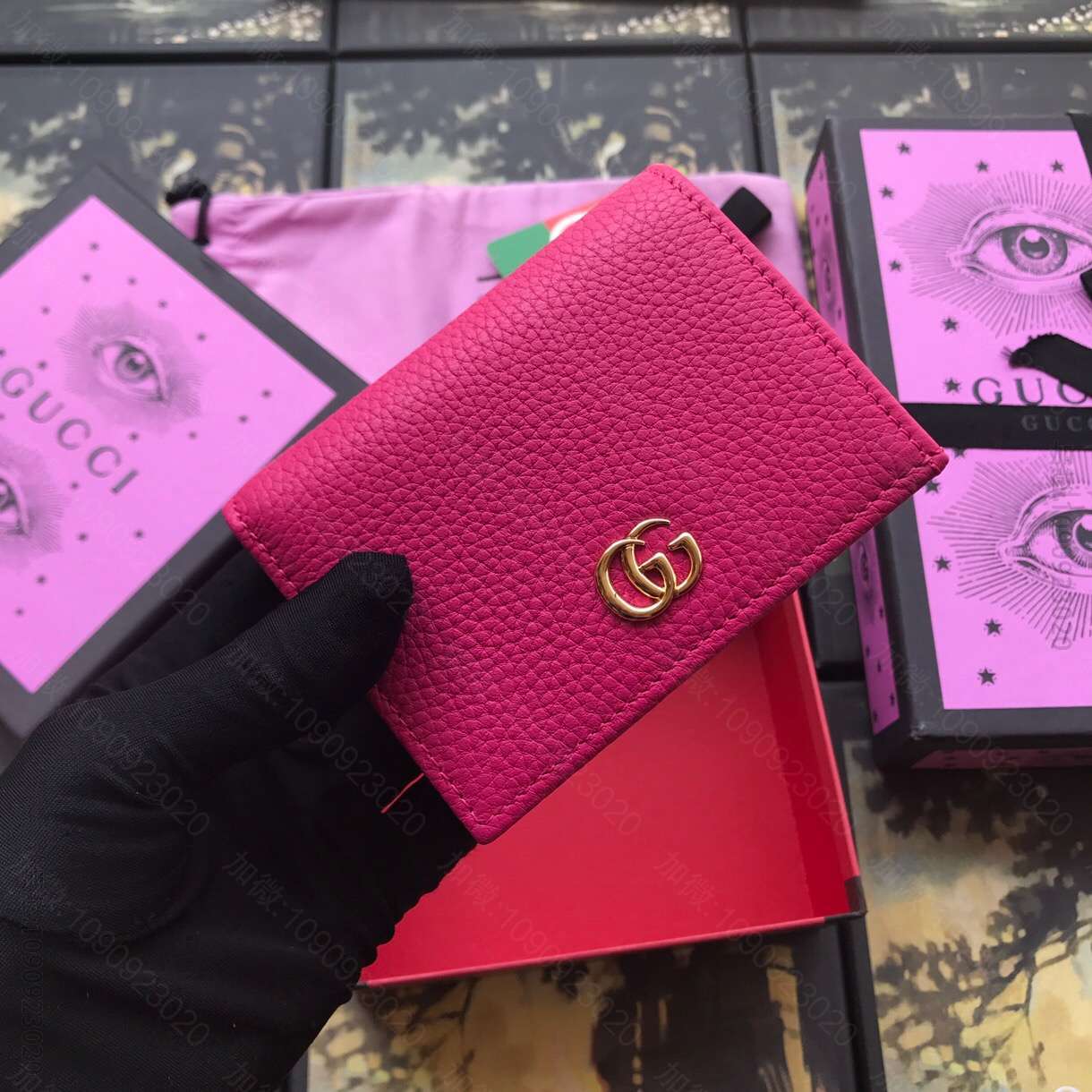Gucci古驰/456126 桃红全皮