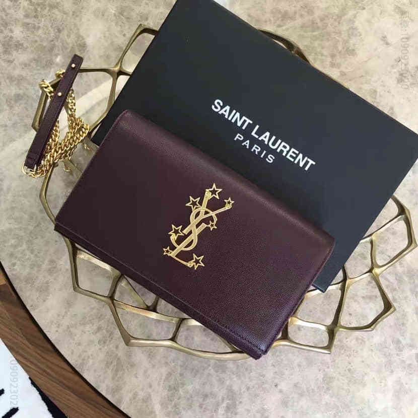 YSL圣罗兰16秋冬新款 星星LOGO标志链条单肩包牛皮女士斜挎包447933