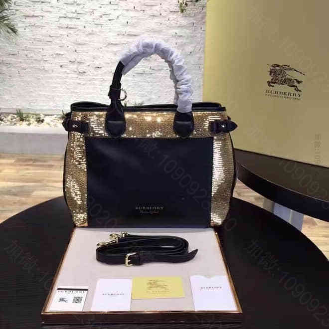 巴宝利 手提包超sharp金属材料配掌纹牛皮 辣妈首选