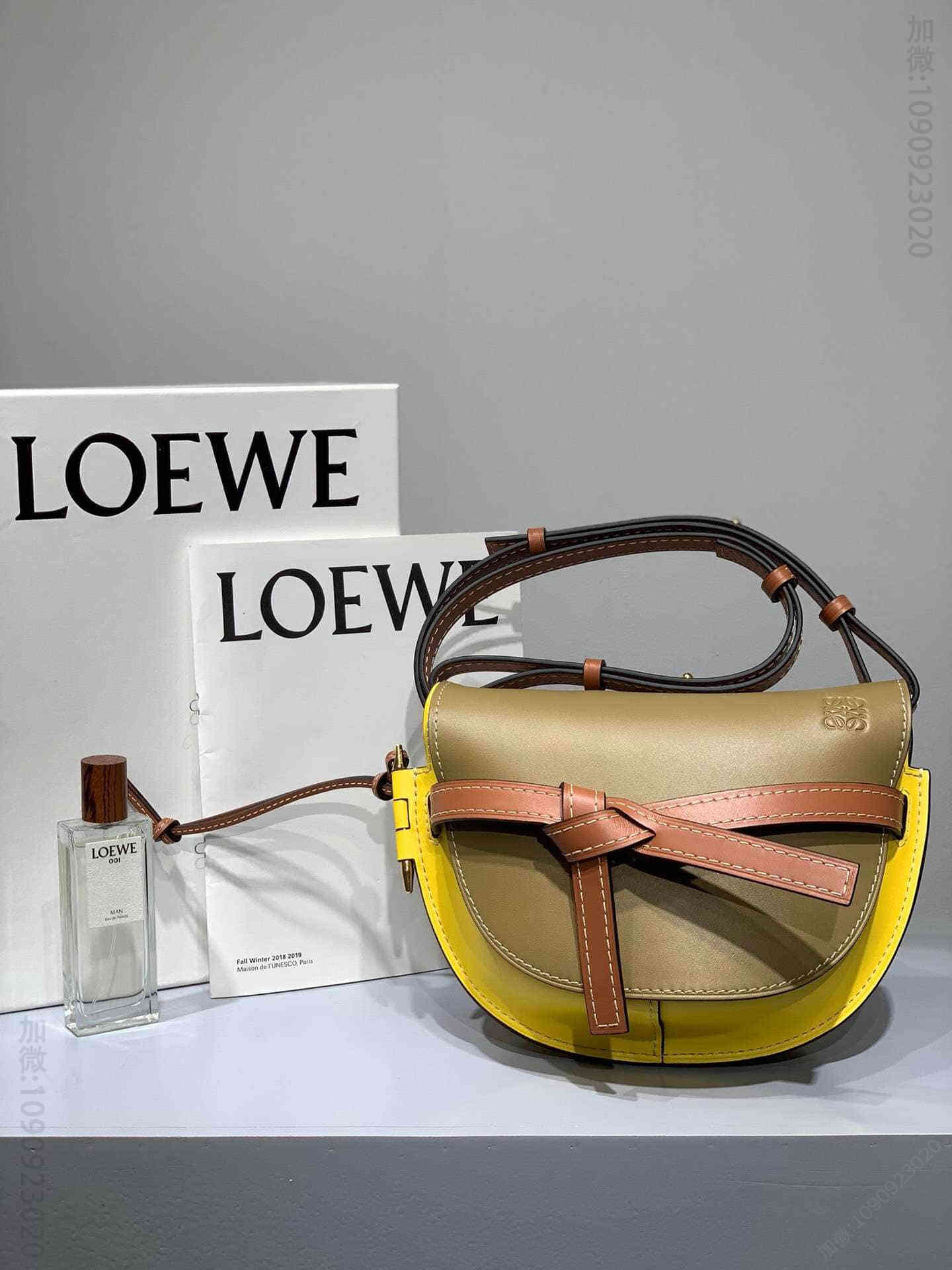 Loewe/罗意威 柠檬黄拼 宋茜同色 Gate马鞍包