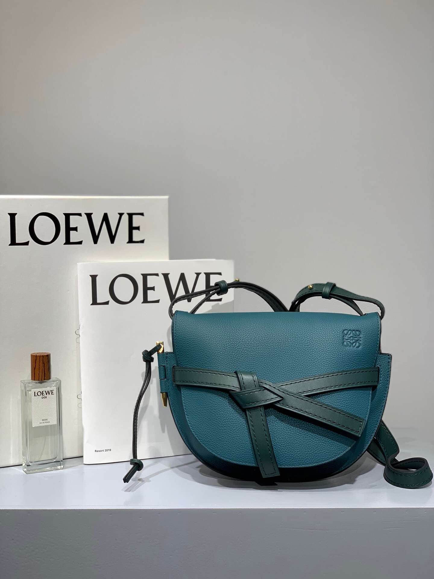 Loewe/罗意威 宫廷绿蓝 Gate马鞍包