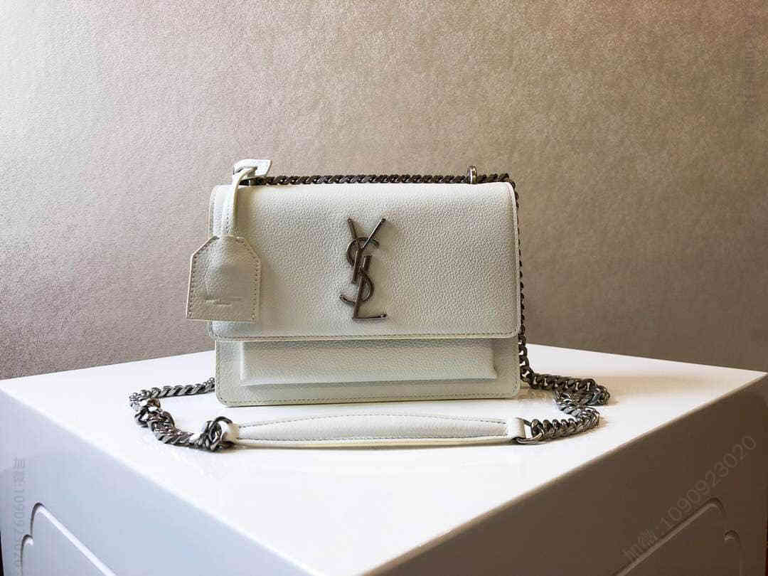 Ysl/圣罗兰 小号SUNSET MONOGRAM真皮包 441972白色
