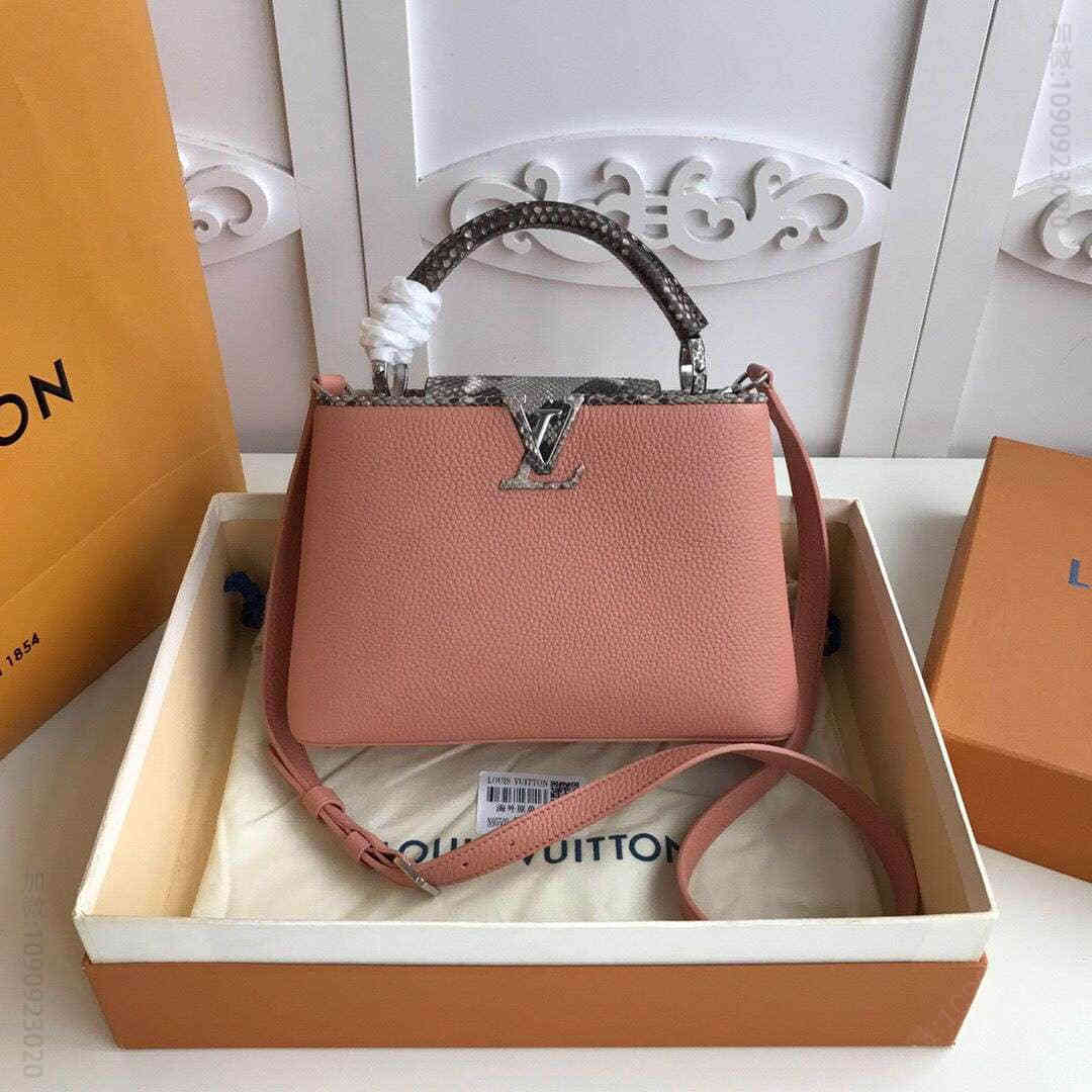 LV N95509 粉色蛇皮 CAPUCINES BB 手袋