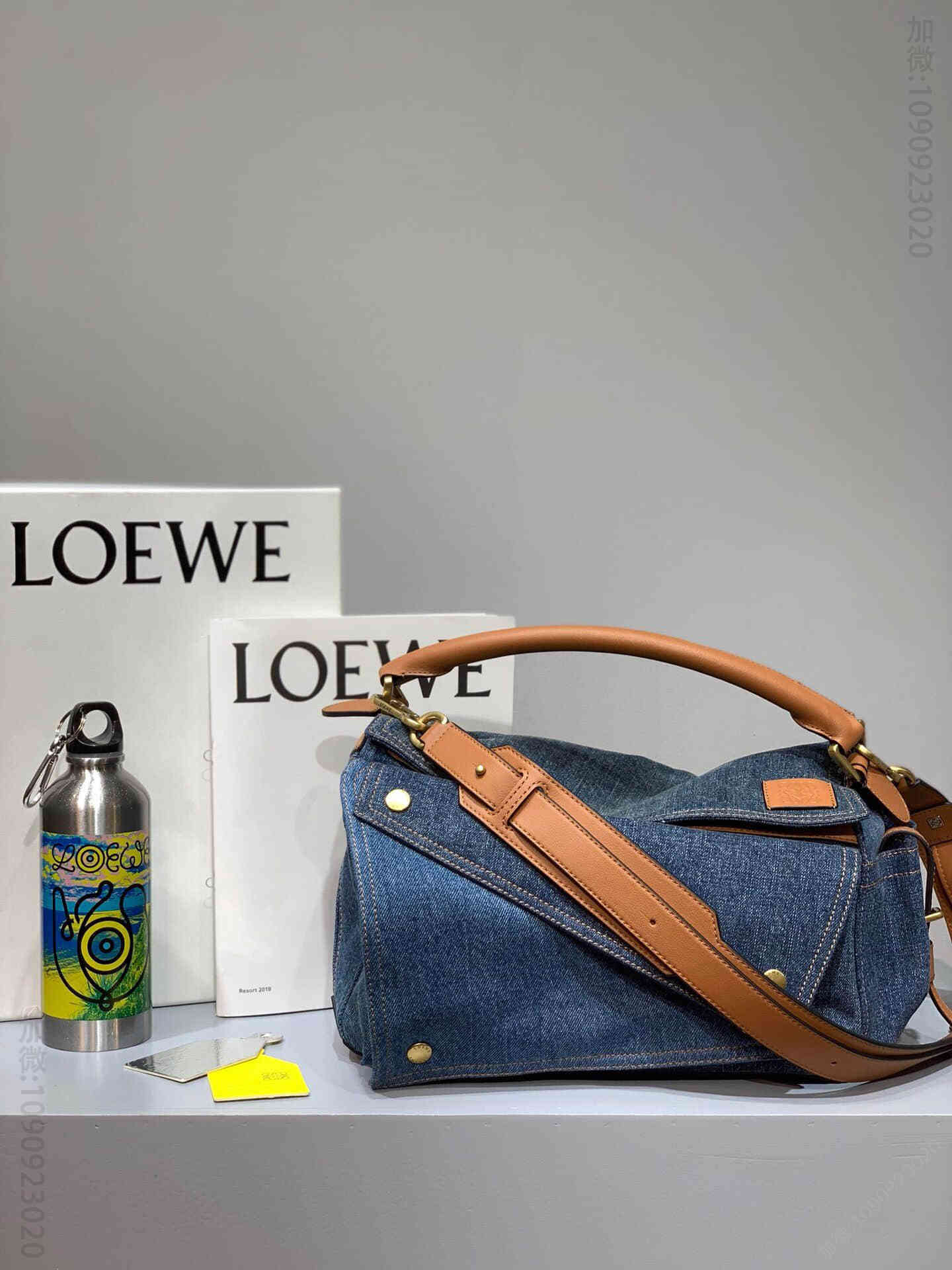 Loewe/罗意威 小牛皮拼牛仔布Puzzle牛仔布几何包
