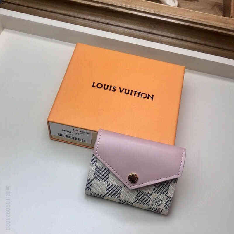 路易威登钱包 LV N60168 粉色拼白格Zoe钱夹 原单路易威登钱包
