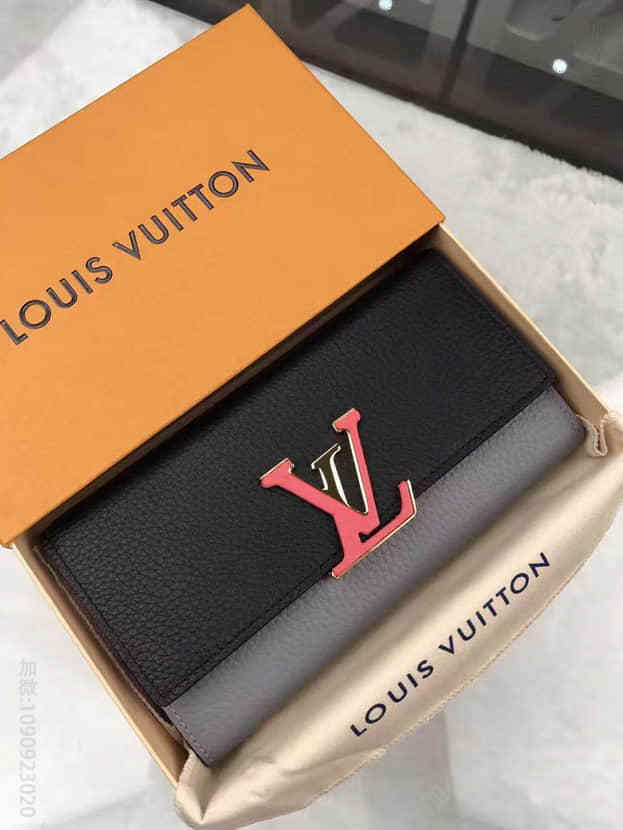 美国原单LV  M62128 Taurillon钱夹路易威登Capucines拼色长款按扣钱包
