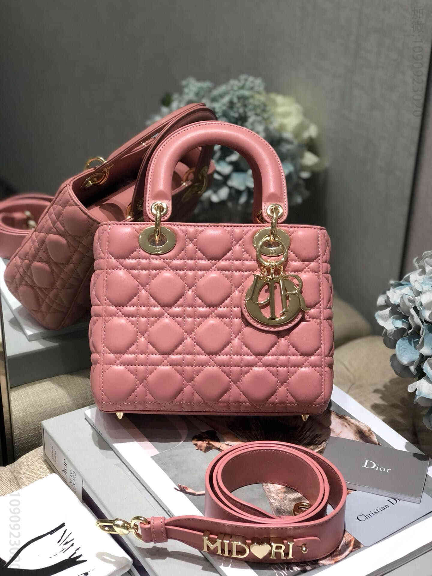 Dior/迪奥 My ABC新款4格徽章戴妃包 糖果粉