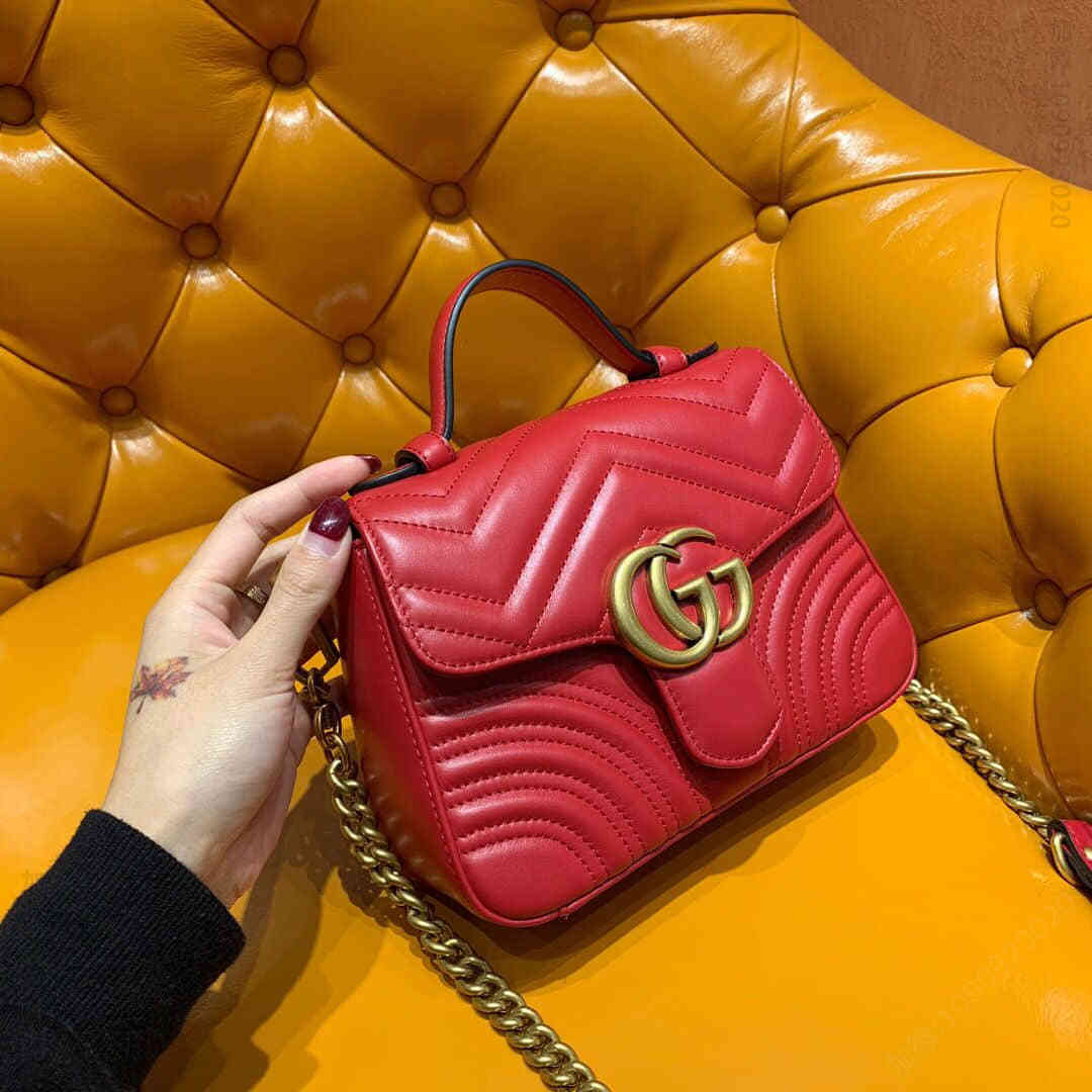 高仿古驰女士手提包 精品古驰手提包 Gucci 原厂正品皮 547260 GG Marmont系列迷你手提包 