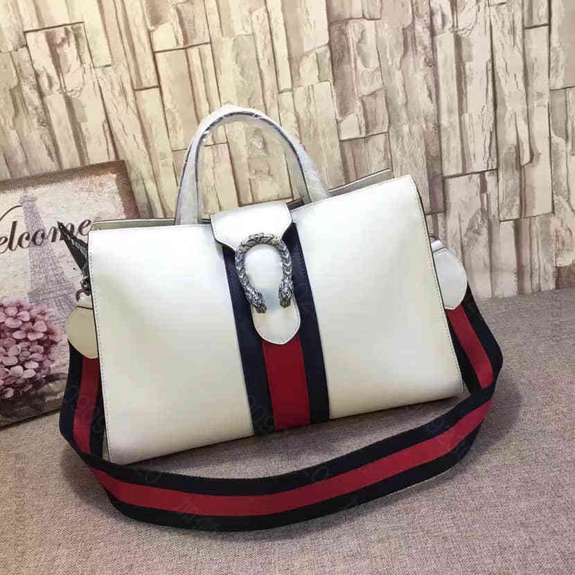 Gucci古驰 虎頭鎖扣手提单肩包包 444167白彩