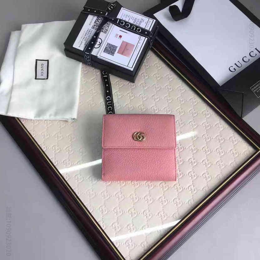Gucci古驰 意大利GUCCl真皮法式翻盖皮夹零钱袋456122