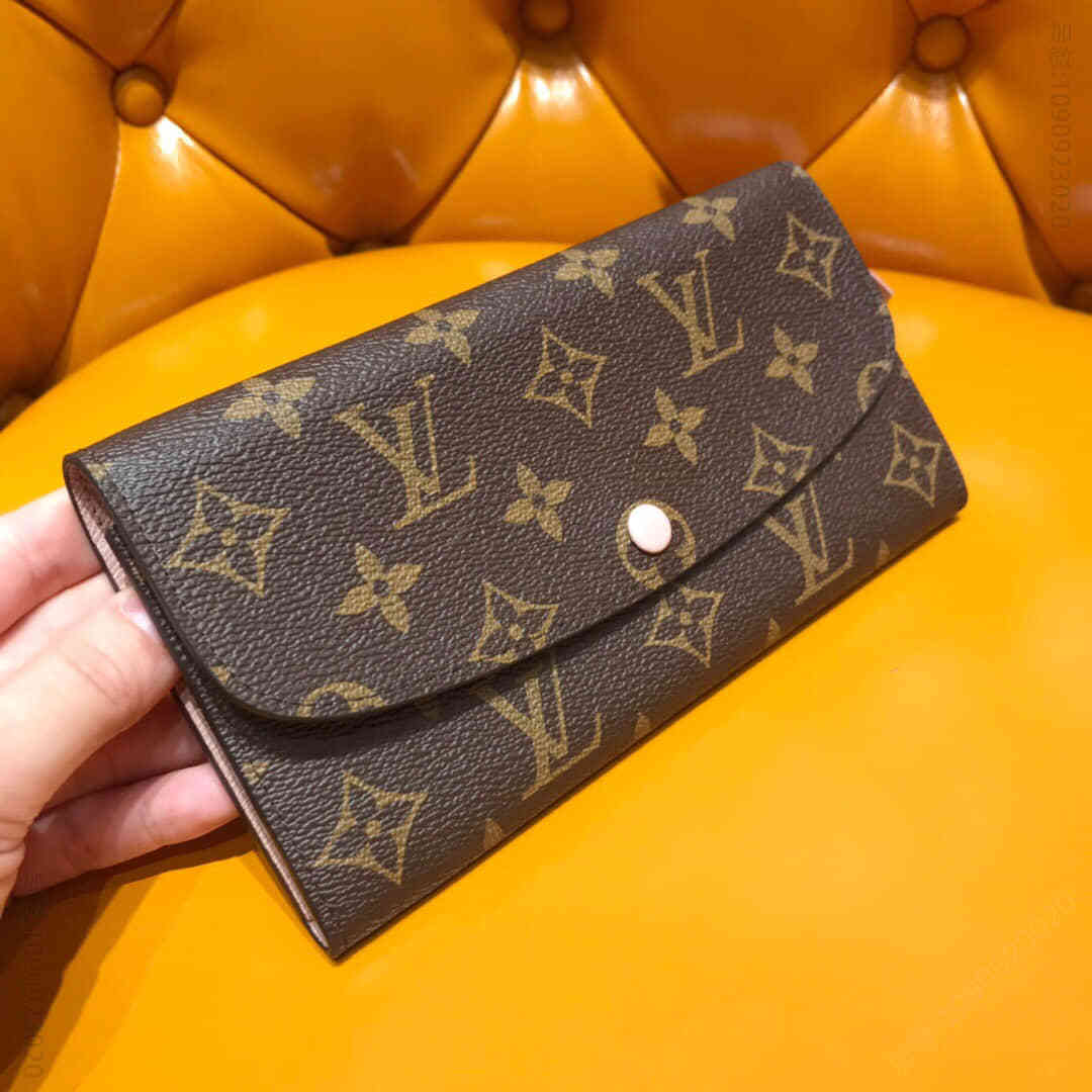 LV 老花粉色长豆Emilie钱夹 M61289
