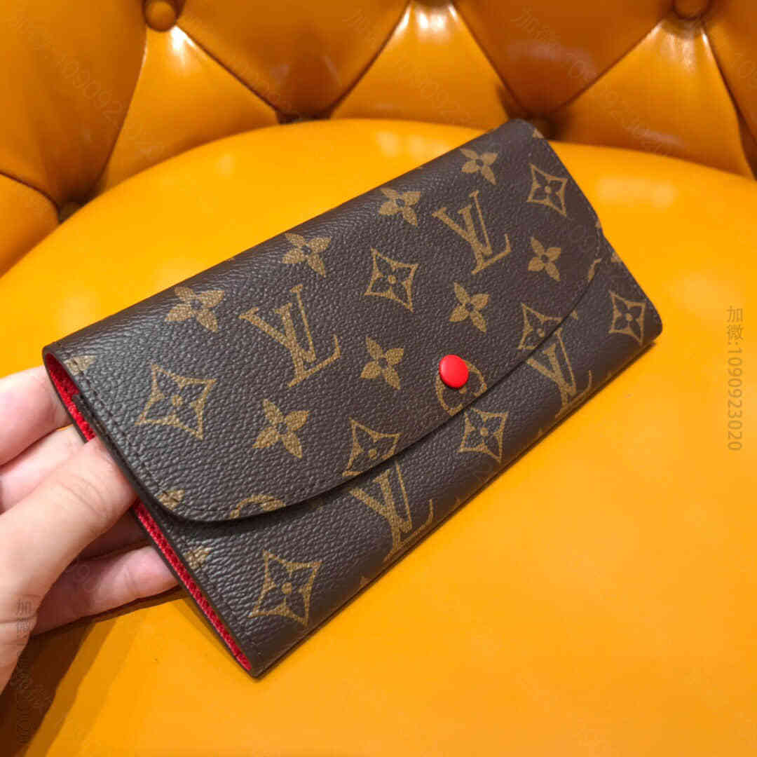 LV 老花红色长豆Emilie钱夹 M60696