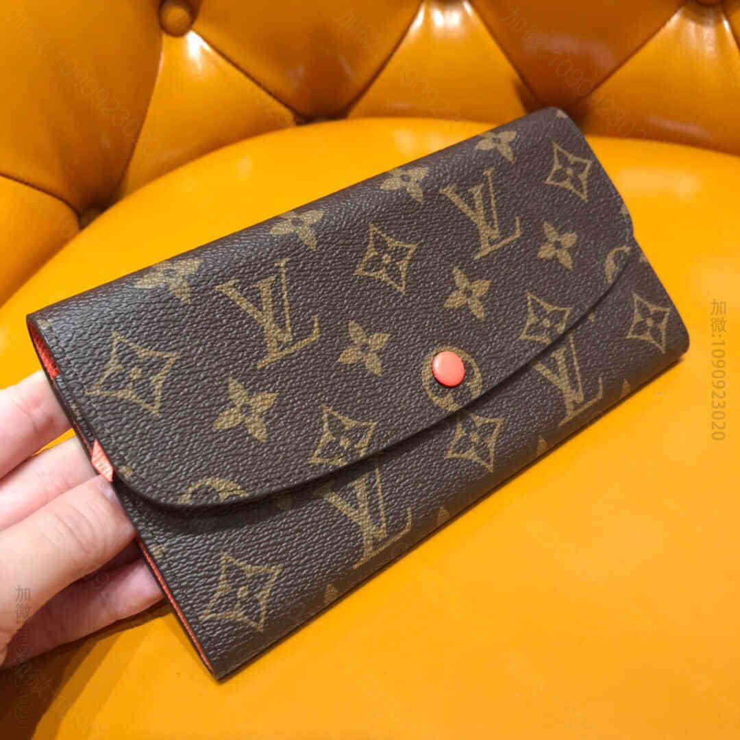 LV 老花美人粉长豆Emilie钱夹 M60696