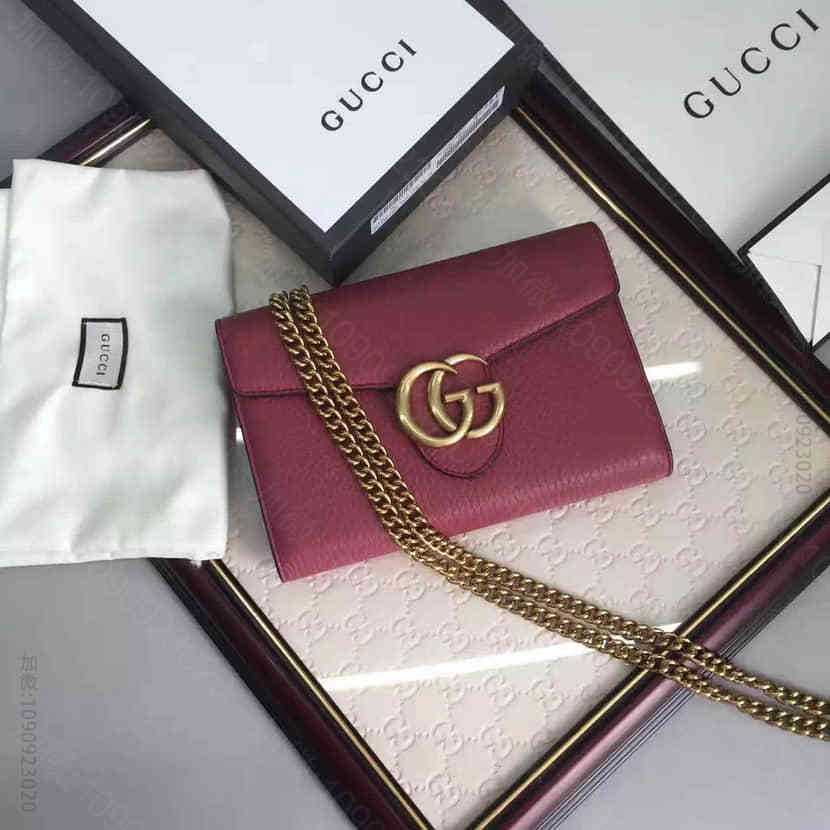 Gucci古驰 中国官网女款GG Marmont链条牛皮单肩包401232
