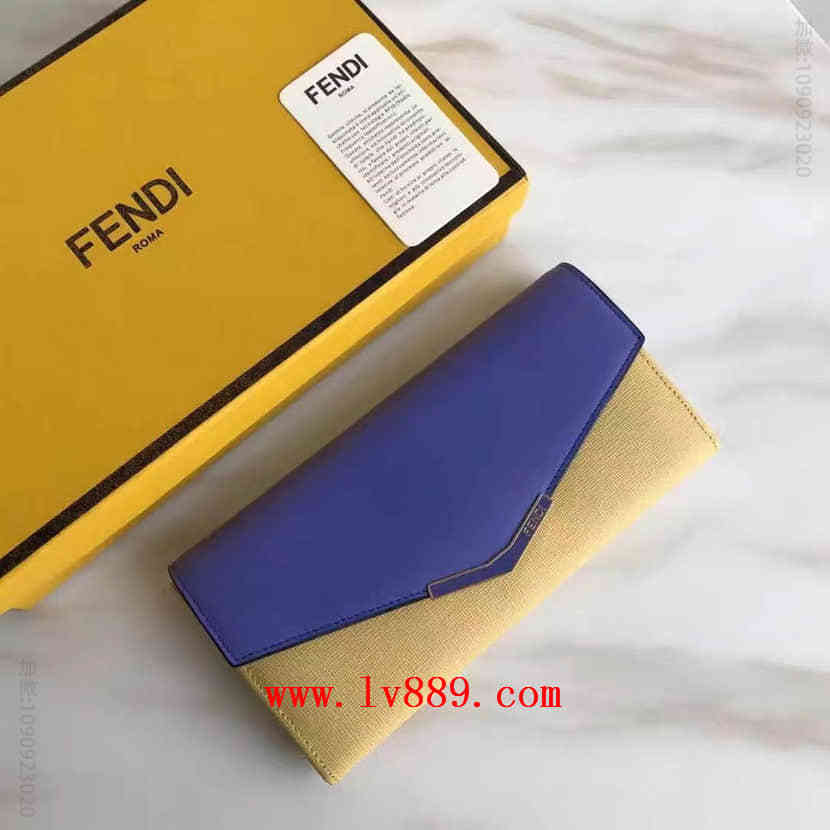 香港专柜代购 芬迪FENDI 2JOURS 0306小牛皮按扣翻盖搭扣 女士长款皮夹