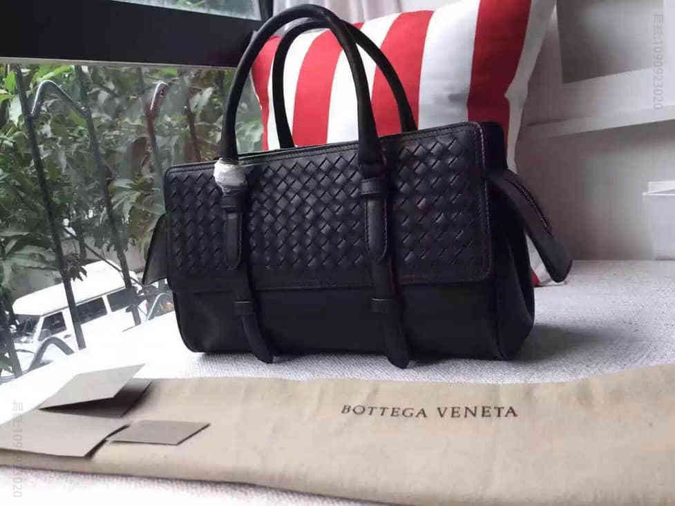 【原单】Bottega Veneta黑色编织小羊皮中号MONACO手袋/女式手提包 B家396449