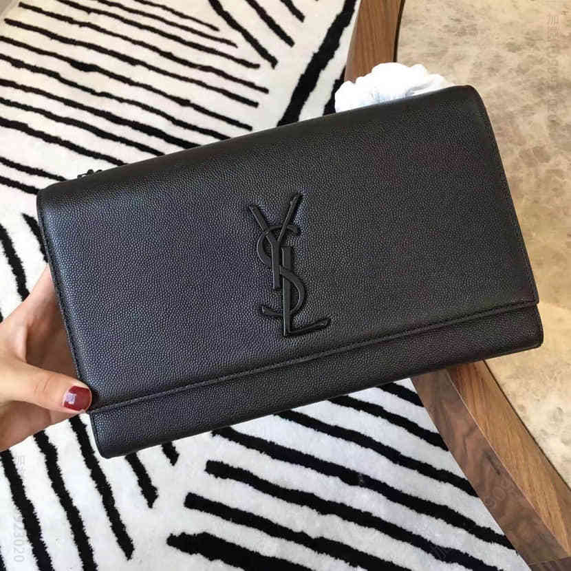 YSL圣罗兰官方经典中号MONOGRAM  SAINT  LAURENT黑色颗粒纹理真皮链条挎包446753