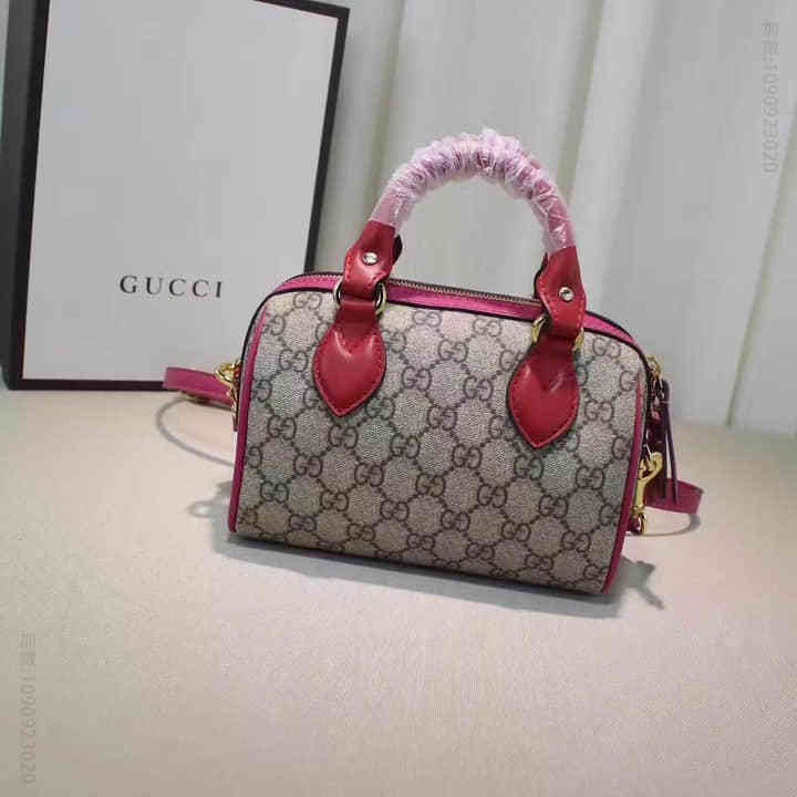Gucci古驰 女士 迷你 手提单肩包 432123G芙蓉红