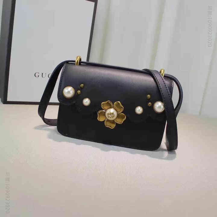 Gucci古驰 原单16年新款时尚珍珠系列女包 单肩包 432682黑