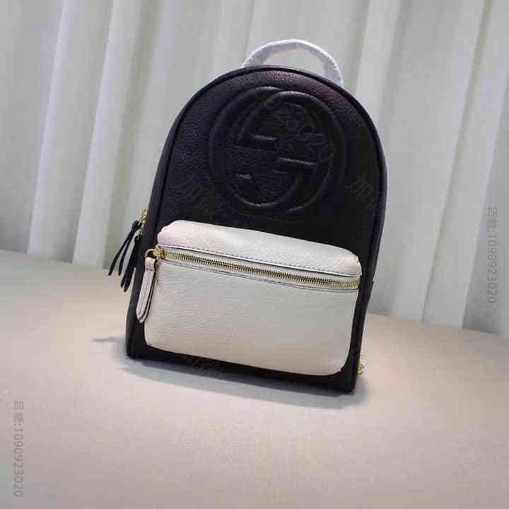 Gucci古驰 代购/ 2016新款双肩包 431570黑色米白