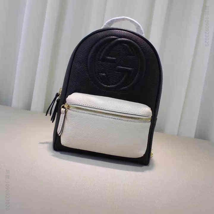 Gucci古驰 代购/ 2016新款双肩包 431570黑色米白