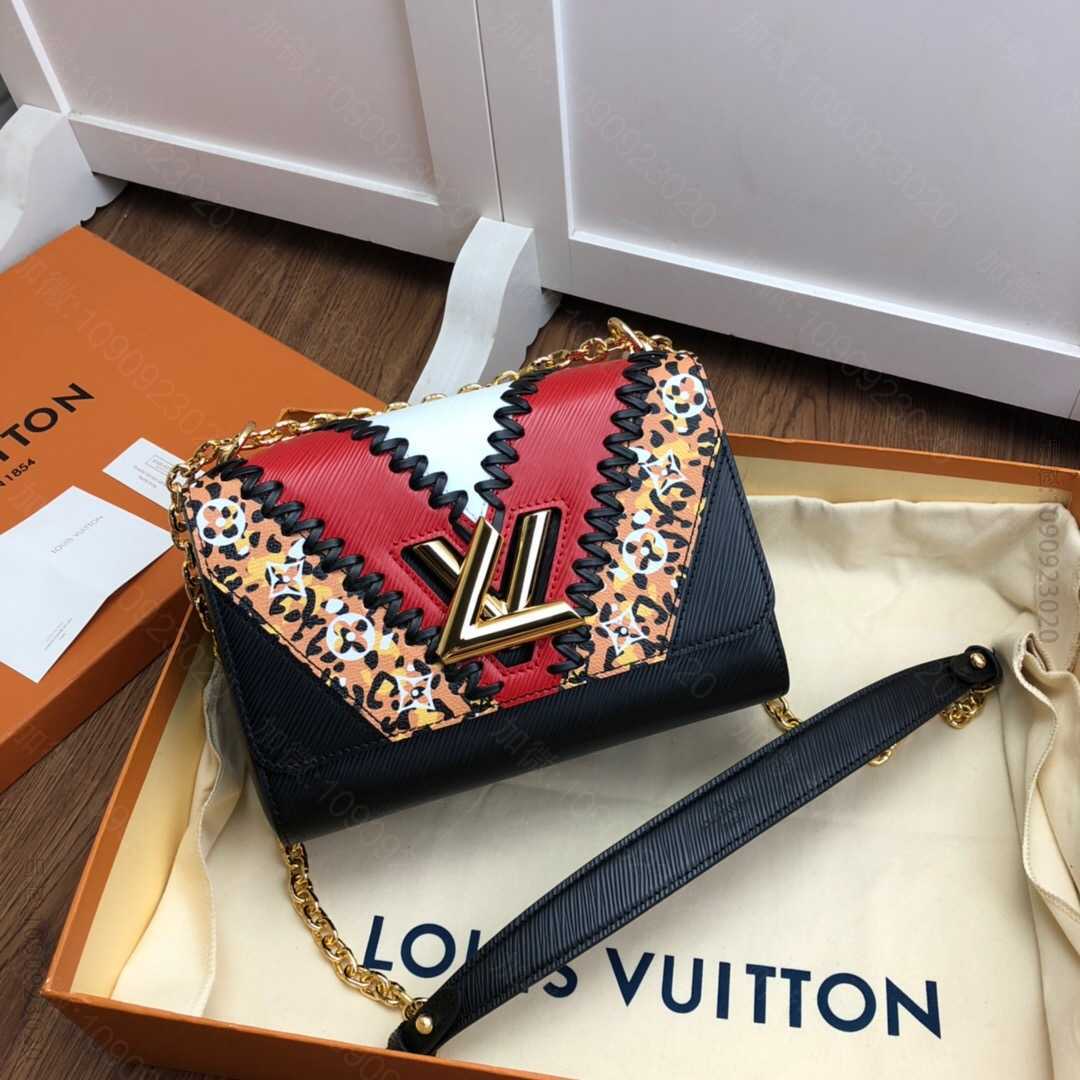 LV/路易威登 TWIST 豹纹印花 拼色 中号手袋 M53926
