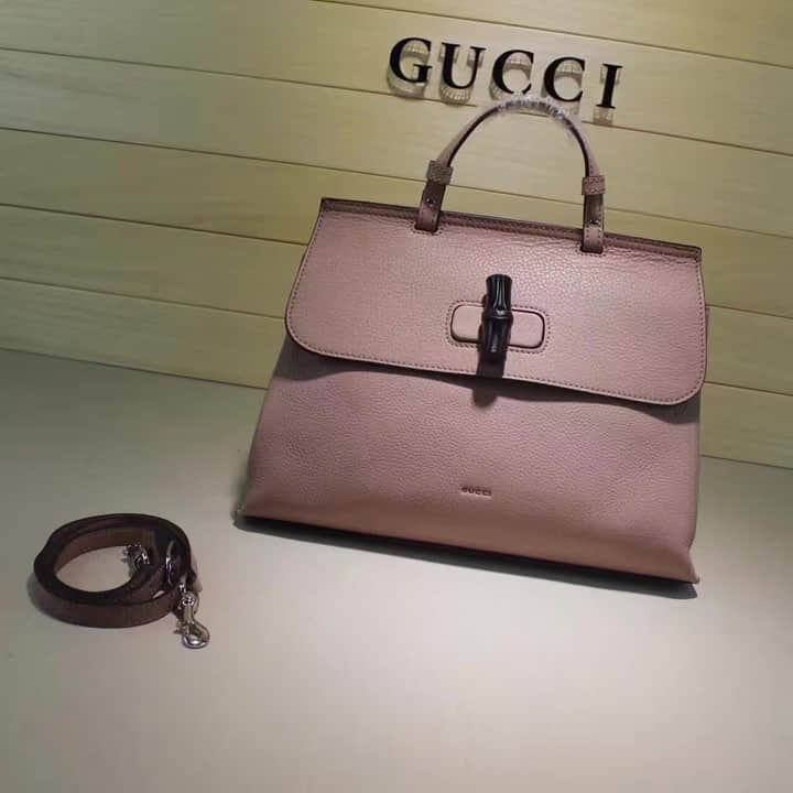 Gucci古驰 代购爆款专柜品质竹节手提包中号 392013裸粉
