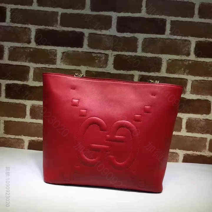 Gucci古驰 官网女包 压印GG真皮购物袋 453561大红